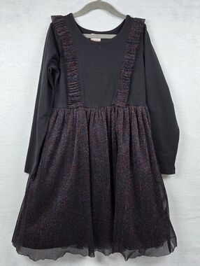 Hanna Andersson Sparkle Tulle Dress Black Cotton Blend Holiday 130 US8
